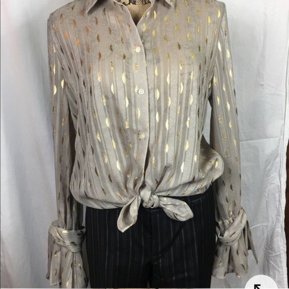 Banana Republic Gold and Gray Long Sleeve Top